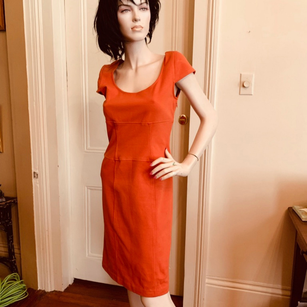 DVF Orange Cap Sleeve Dress Knit